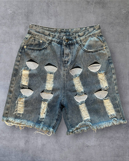 Denim Distressed Jorts Size 32