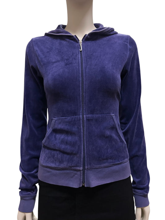 Y2k Juicy Couture Purple Velour Zip Hoodie With Back Hit Meduim