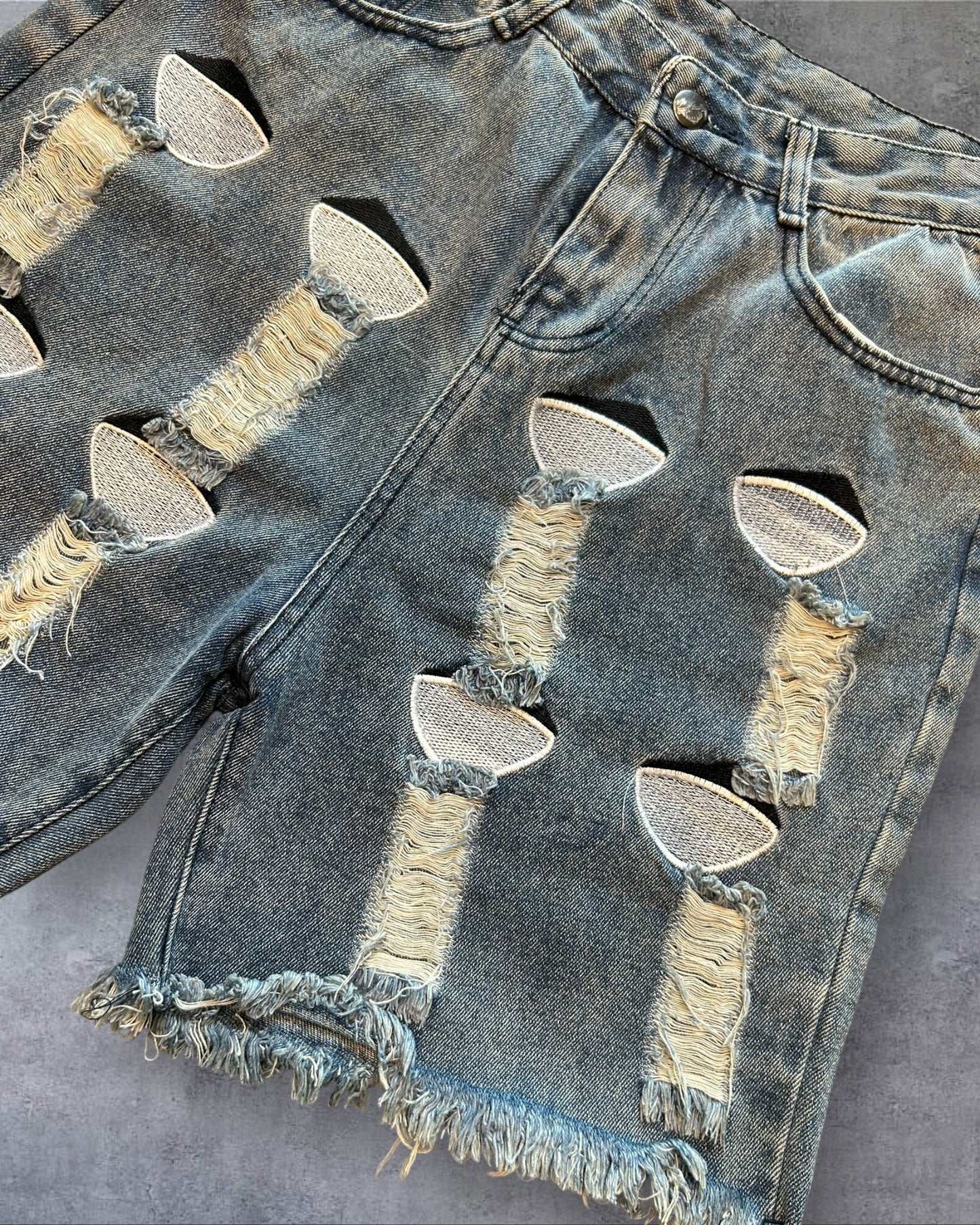 Denim Distressed Jorts Size 32