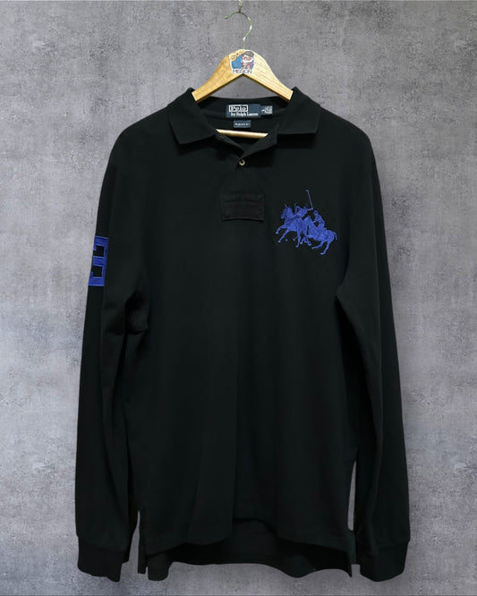 Ralph Lauren Black Rugby Polo Shirt Long Sleeve Large