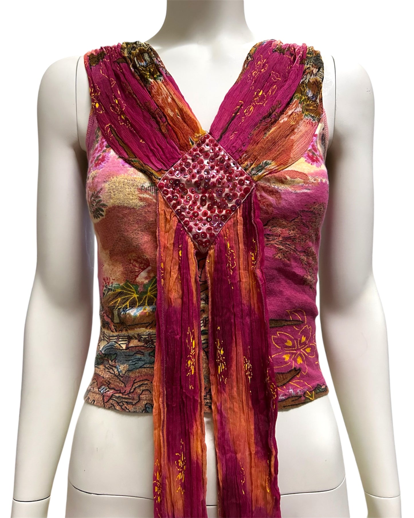 Vintage Breaded Derhy Top With Silk Detailed