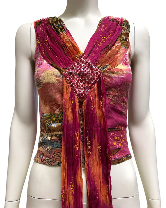 Vintage Breaded Derhy Top With Silk Detailed