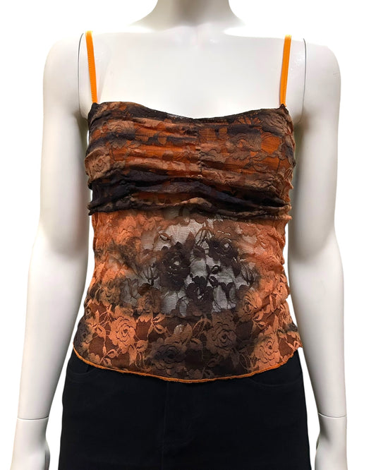 Orange & Black Lace Cami Top XS