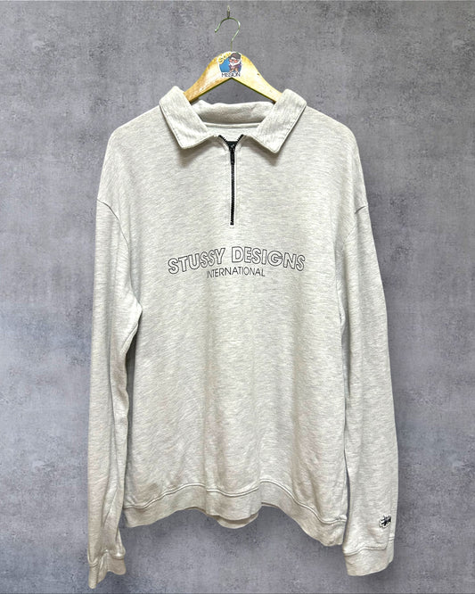 Stussy Quarter Zip Heather Gray Long Sleeve XL