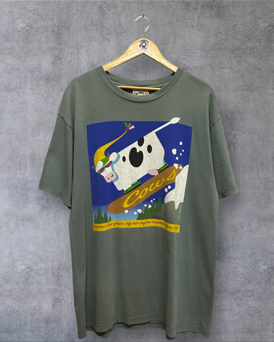Vintage 90’s Cows Skiing Green Large on Tag Fit to XL