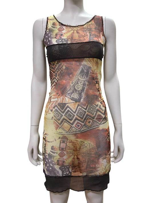 Vintage Sun Dress in Brown and Yellow