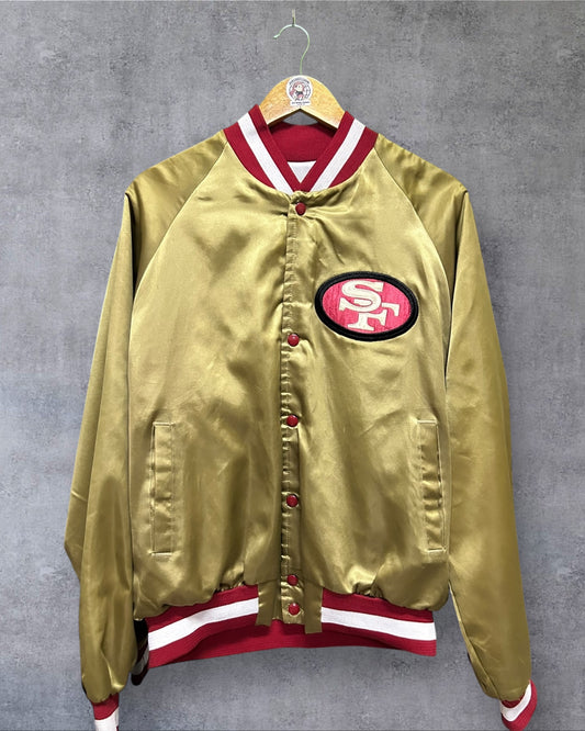 San Francisco 49ers Vintage Chalkline Gold Satin Jacket Large