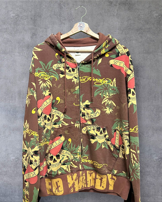 Men’s AOP Christian Audigier x Ed Hardy Zip Hoodie Jacket XXL