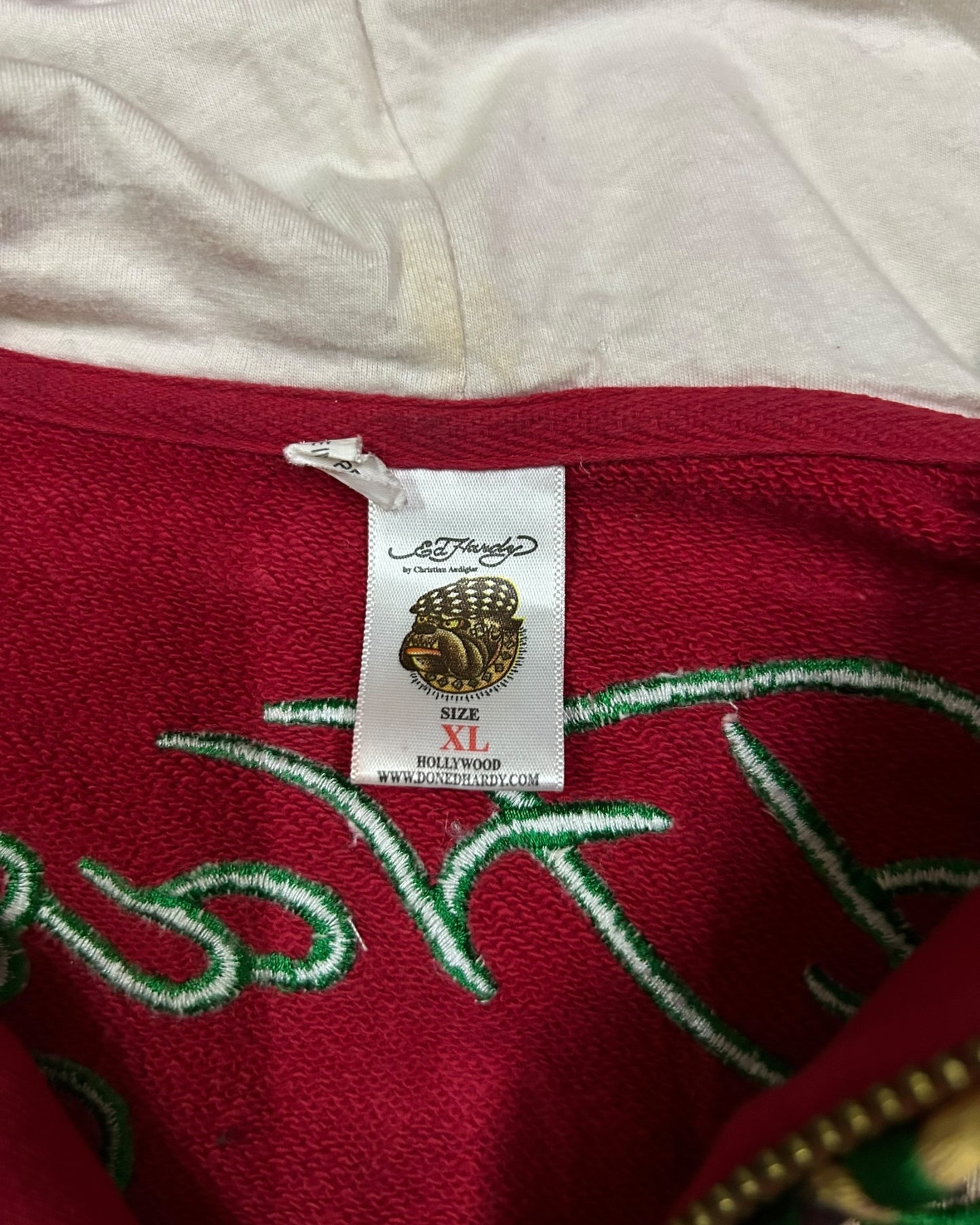 Men’s Red Christian Audigier x Ed Hardy Zip Hoodie Jacket XL