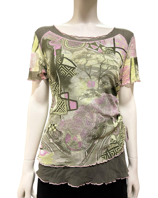 Abstract Graphic Mesh Top Medium