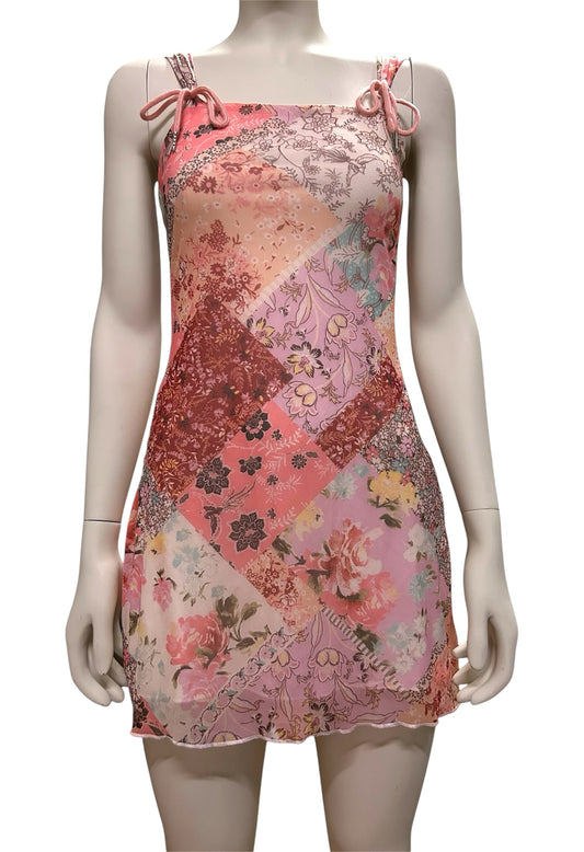 Floral Patchwork Print Cami Mini Dress